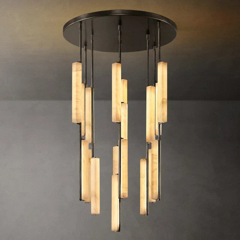 Audon Alabaster Round Chandelier-Momo Lighting