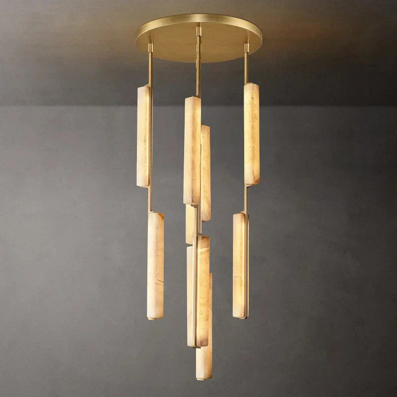 Audon Alabaster Round Chandelier-Momo Lighting