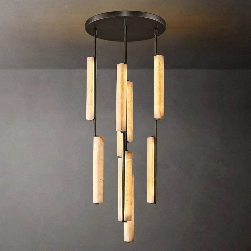 Audon Alabaster Round Chandelier-Momo Lighting