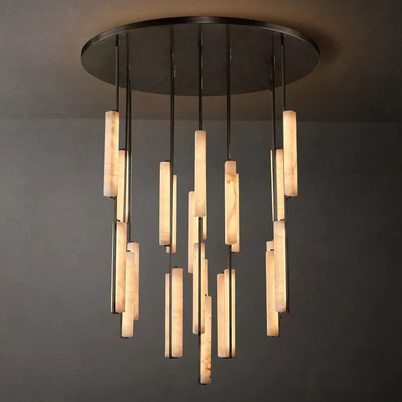 Audon Alabaster Round Chandelier-Momo Lighting