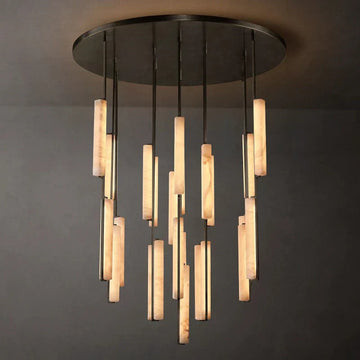 Audon Alabaster Round Chandelier-Momo Lighting