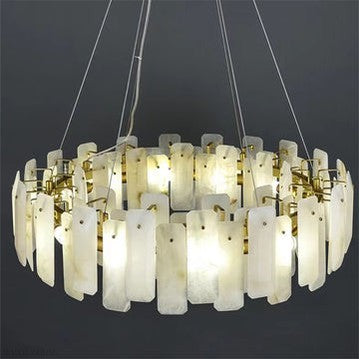 August Marble Alabaster Round chandelier-Momo Lighting