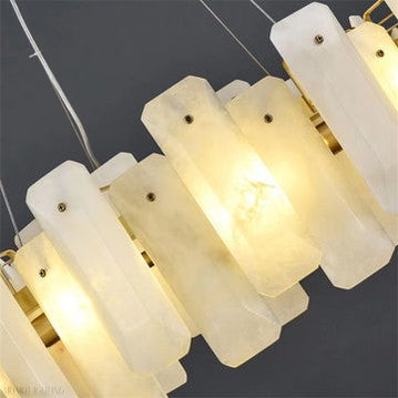August Marble Alabaster Round chandelier-Momo Lighting