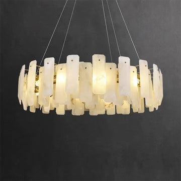August Marble Alabaster Round chandelier-Momo Lighting