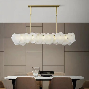 August Mordern Marble Linear Chandelier( Chains Version)-Momo Lighting