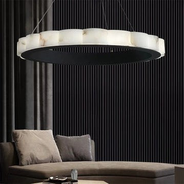 August Mordern Marble Round Chandelier Black-Momo Lighting