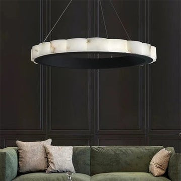 August Mordern Marble Round Chandelier Black-Momo Lighting