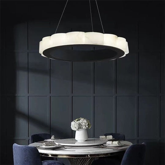 August Mordern Marble Round Chandelier Black-Momo Lighting