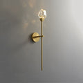 Faceted Crystal Masonry Wall Sconce Using Long Rod, Brass