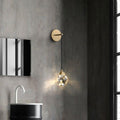 Faceted Crystal Masonry Wall Sconce Using Cord , Brass