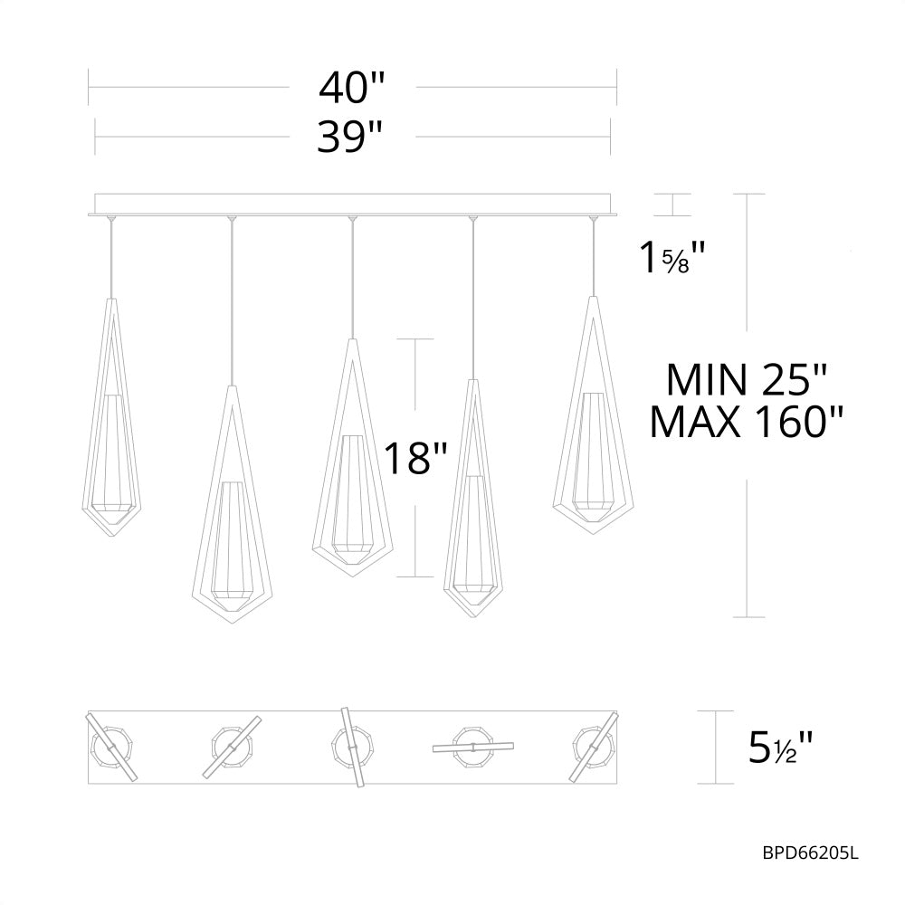 Devotion Linear Chandelier 5 Light