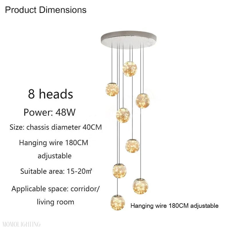 Bella Glass Ball Chandelier-Momo Lighting