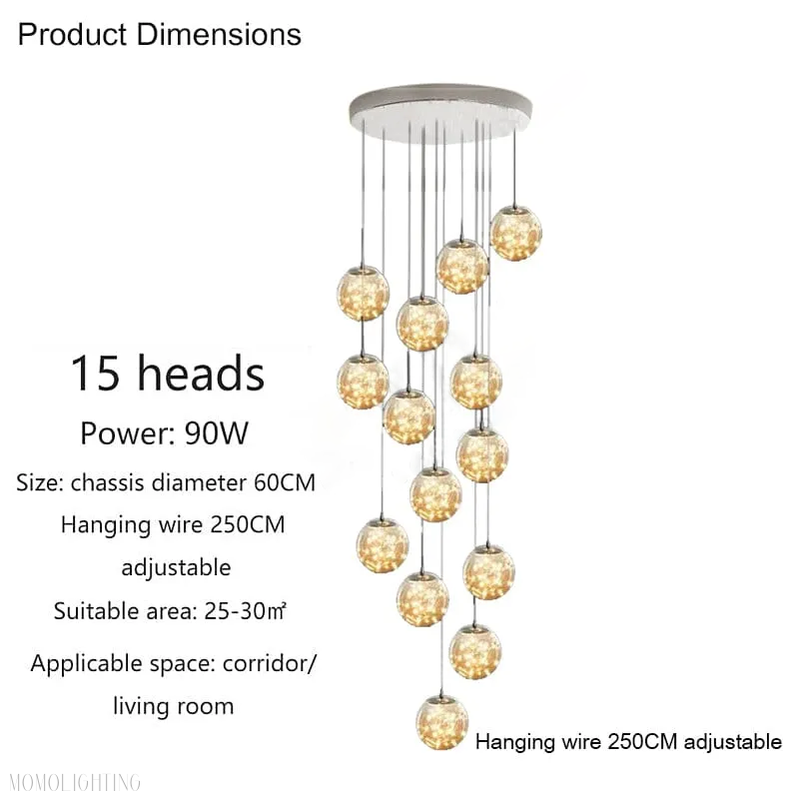 Bella Glass Ball Chandelier-Momo Lighting