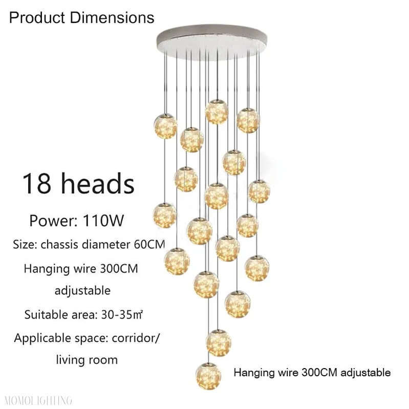 Bella Glass Ball Chandelier-Momo Lighting