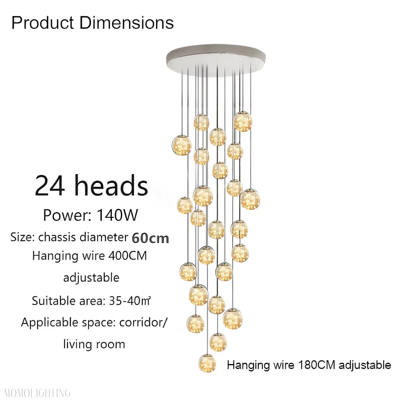 Bella Glass Ball Chandelier-Momo Lighting