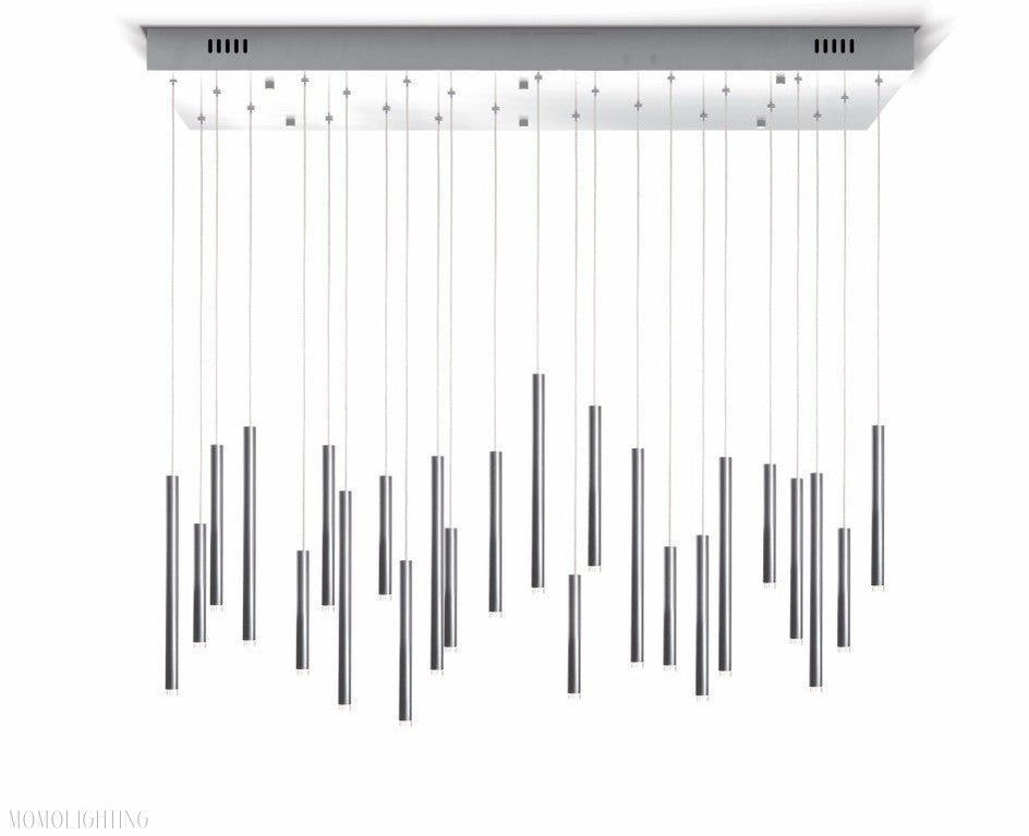 Bellini Rectangular Tri-Tone Tubular Pendant Light Chandelier-Momo Lighting