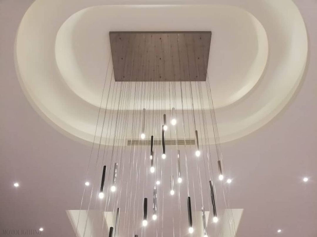 Bellini Rectangular Tri-Tone Tubular Pendant Light Chandelier-Momo Lighting