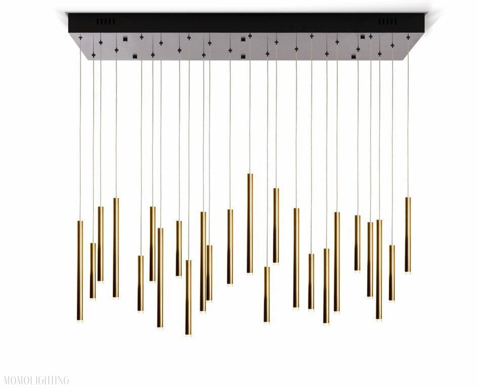 Bellini Rectangular Tri-Tone Tubular Pendant Light Chandelier-Momo Lighting