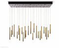 Bellini Rectangular Tri-Tone Tubular Pendant Light Chandelier-Momo Lighting