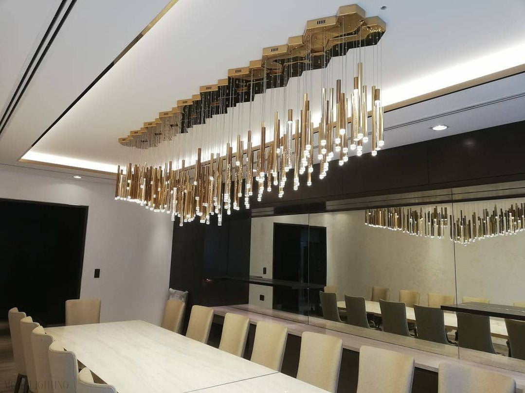 Bellini Rectangular Tri-Tone Tubular Pendant Light Chandelier-Momo Lighting