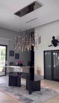 Bellini Rectangular Tri-Tone Tubular Pendant Light Chandelier-Momo Lighting