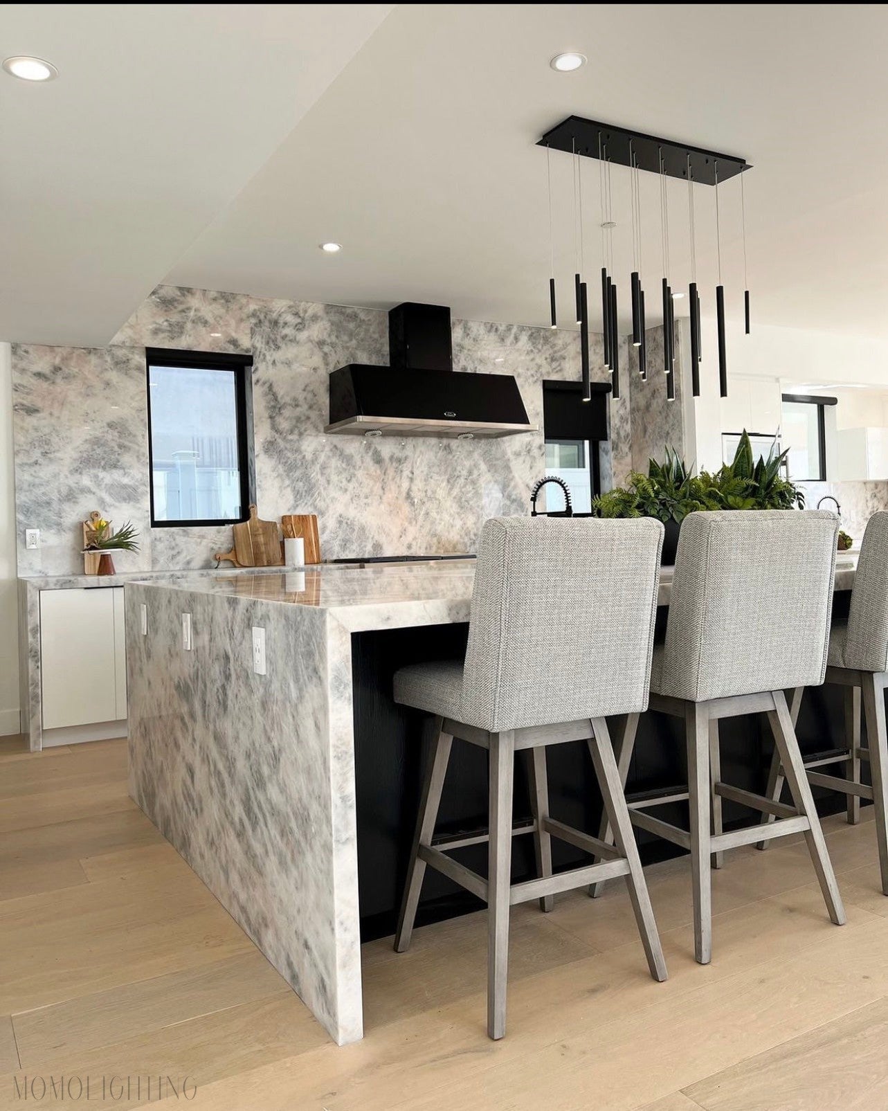 Bellini Rectangular Tubular Pendant Light Chandelier-Momo Lighting