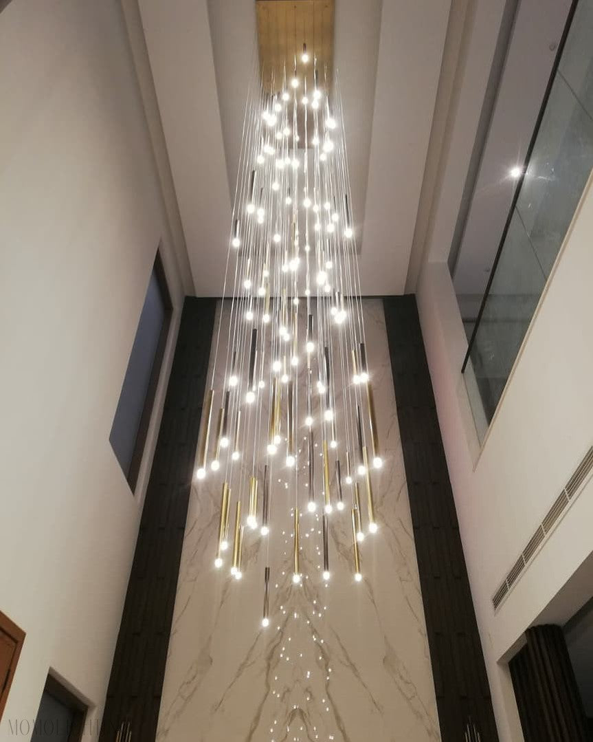 Bellini Round Two-Tone Tubular Pendant Light Chandelier-Momo Lighting