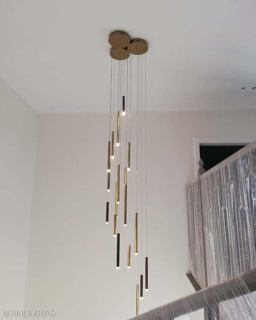 Bellini Round Two-Tone Tubular Pendant Light Chandelier-Momo Lighting