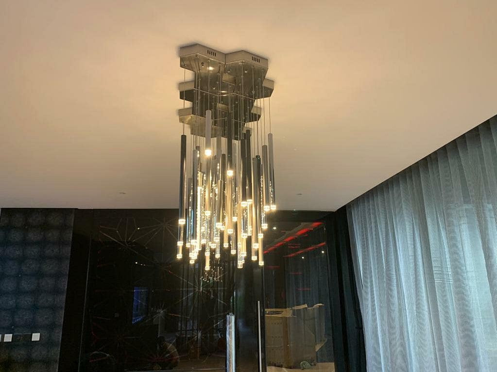 Bellini Round Two-Tone Tubular Pendant Light Chandelier-Momo Lighting