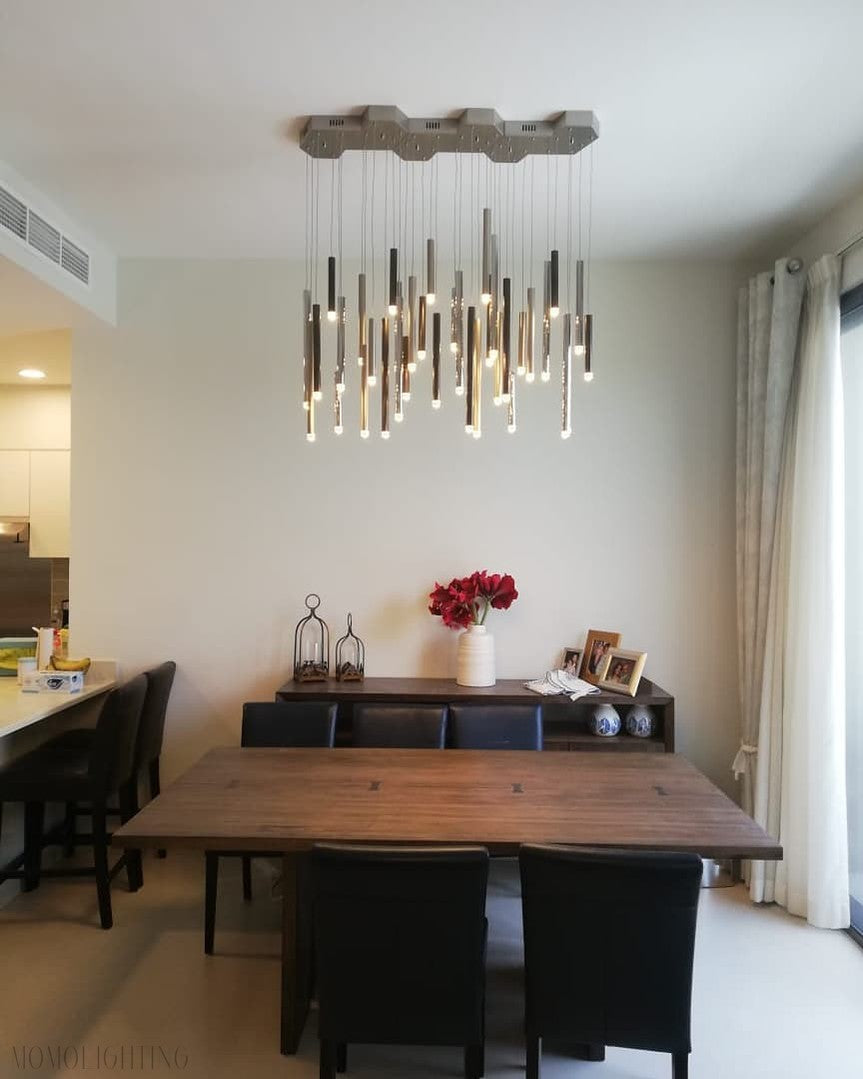 Bellini Round Two-Tone Tubular Pendant Light Chandelier-Momo Lighting