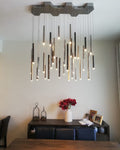 Bellini Round Two-Tone Tubular Pendant Light Chandelier-Momo Lighting