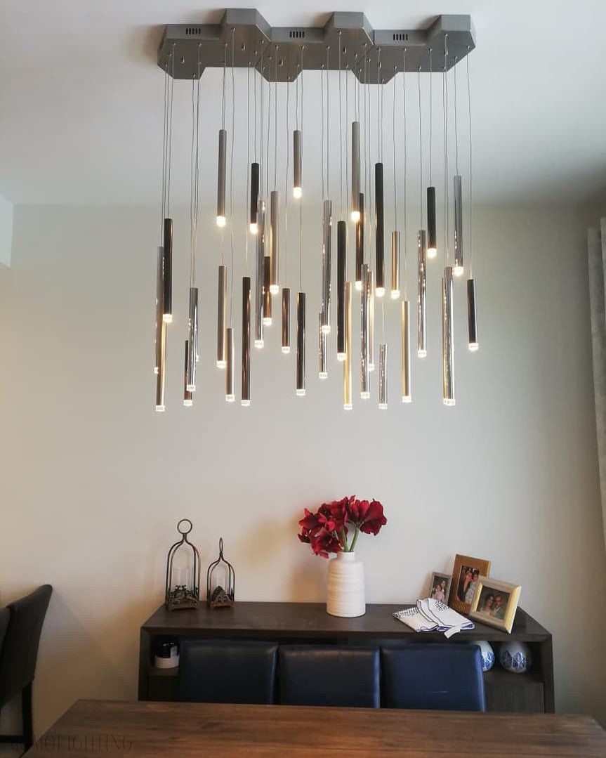 Bellini Round Two-Tone Tubular Pendant Light Chandelier-Momo Lighting