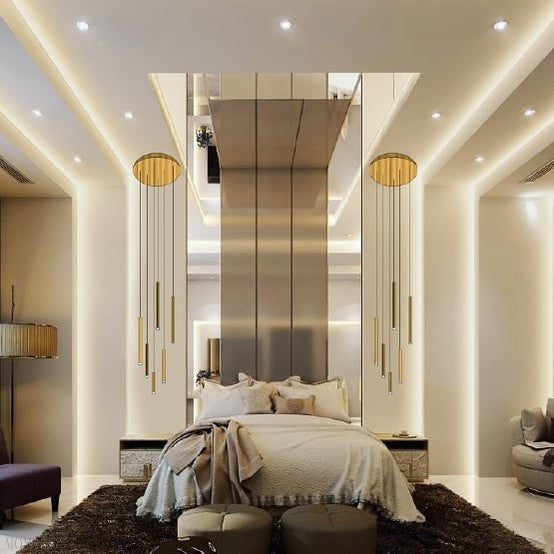 Bellini Round Two-Tone Tubular Pendant Light Chandelier-Momo Lighting