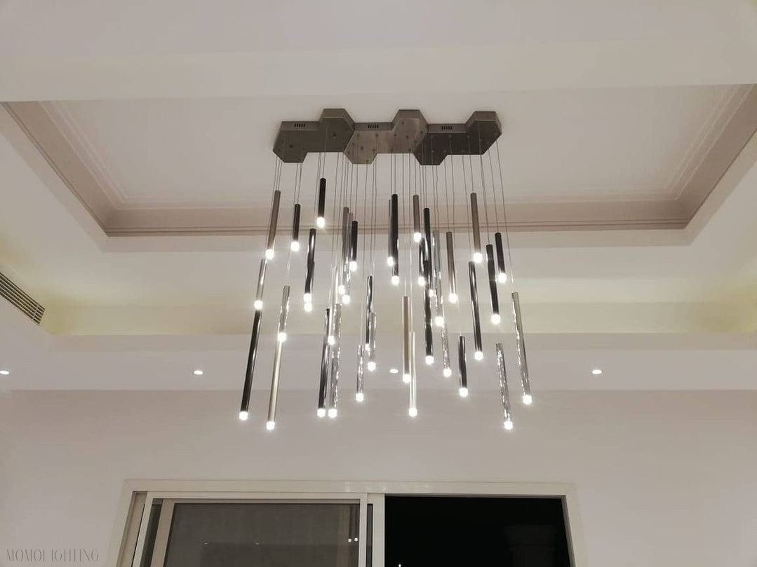 Bellini Round Two-Tone Tubular Pendant Light Chandelier-Momo Lighting