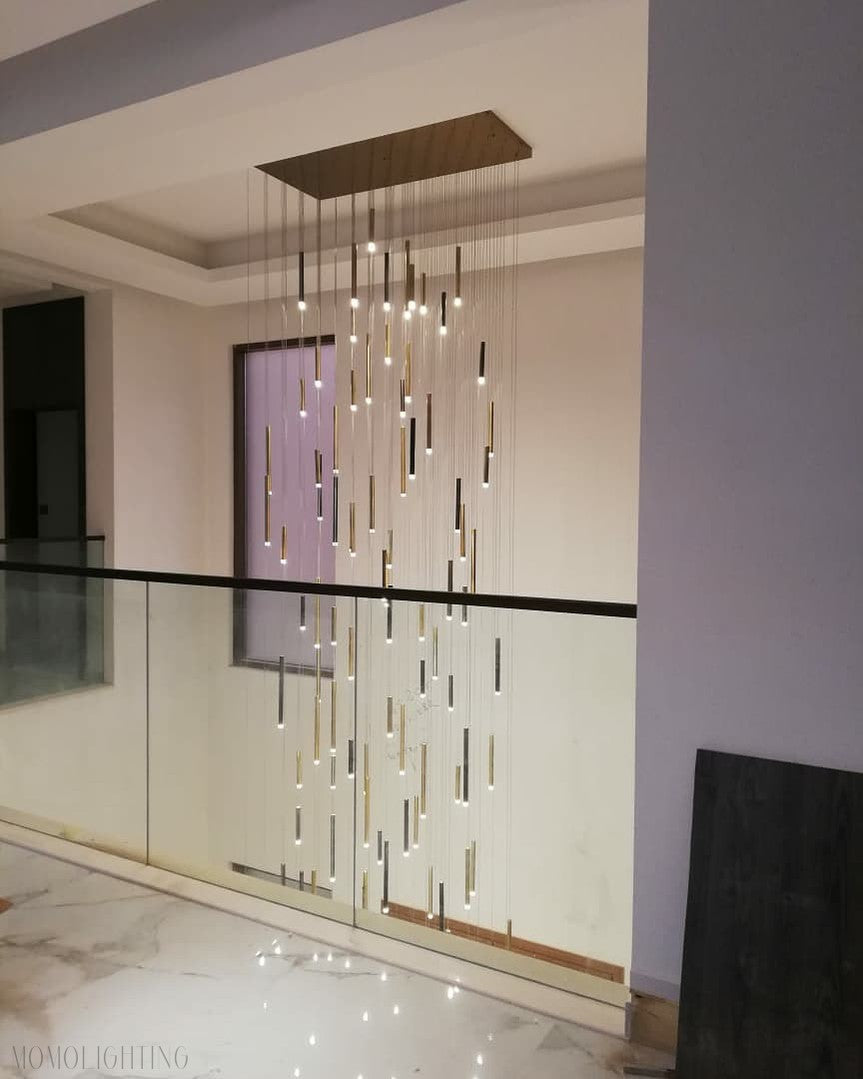 Bellini Round Two-Tone Tubular Pendant Light Chandelier-Momo Lighting