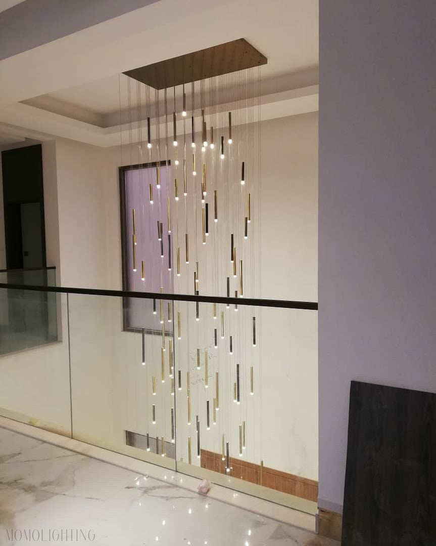 Bellini Round Two-Tone Tubular Pendant Light Chandelier-Momo Lighting