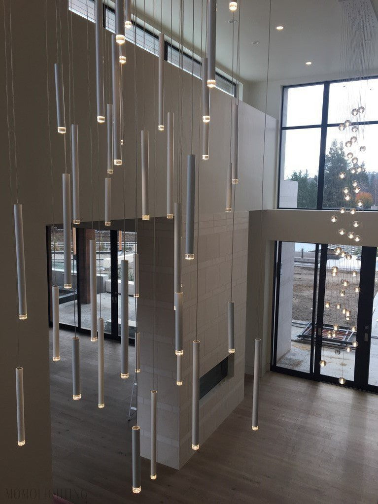 Bellini Round Two-Tone Tubular Pendant Light Chandelier-Momo Lighting