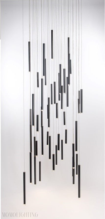 Bellini Square Tri-Tone Tubular Pendant Light Chandelier-Momo Lighting