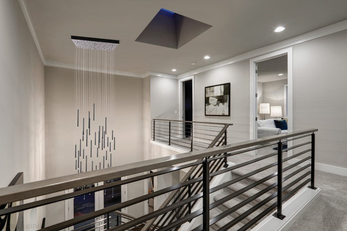 Bellini Square Tri-Tone Tubular Pendant Light Chandelier-Momo Lighting