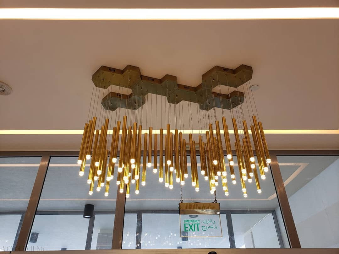 Bellini Square Tri-Tone Tubular Pendant Light Chandelier-Momo Lighting