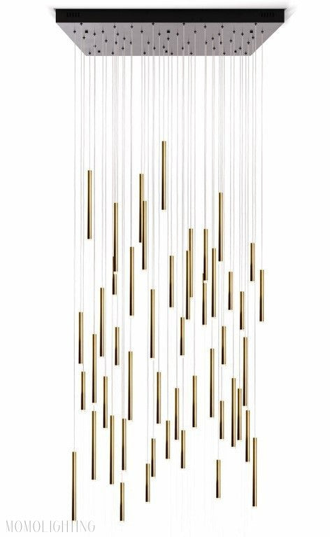 Bellini Square Tri-Tone Tubular Pendant Light Chandelier-Momo Lighting