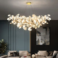 Boat-Shaped Ceramic Ginkgo Leaf Chandelier-Momo Lighting