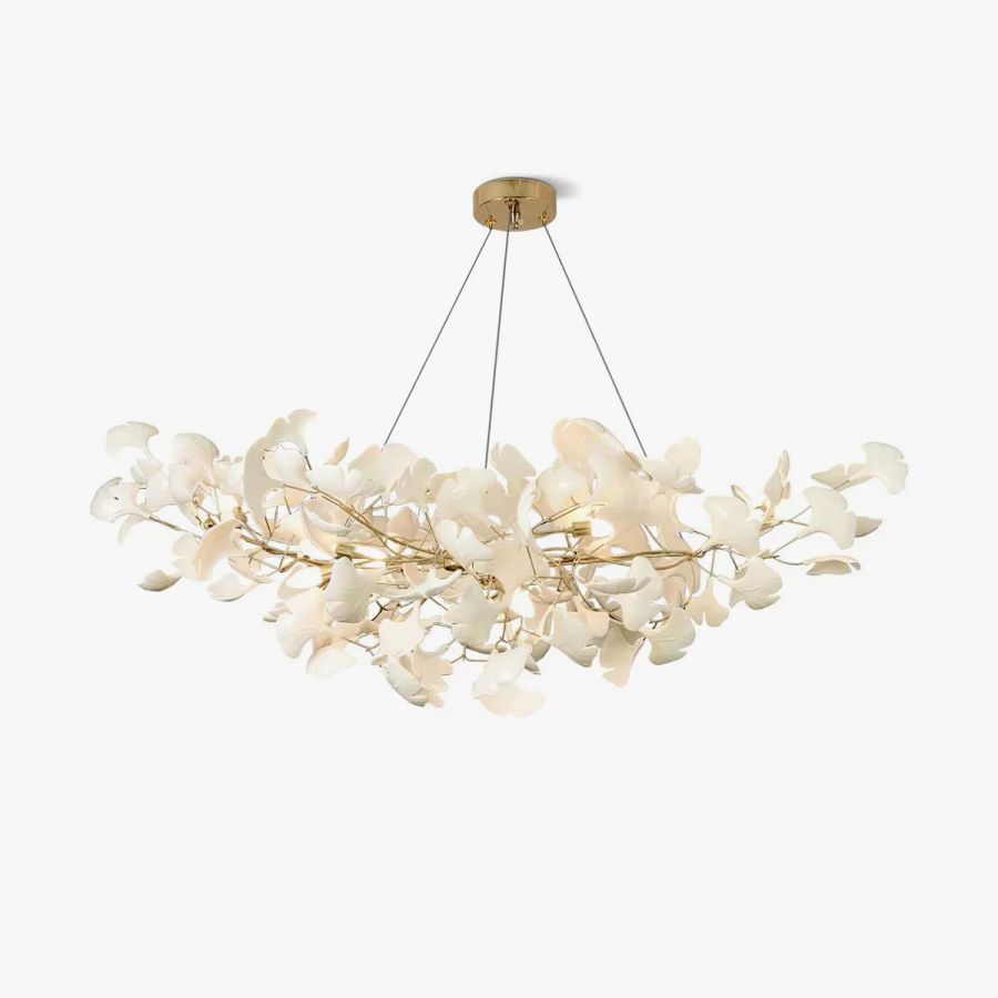 Boat-Shaped Ceramic Ginkgo Leaf Chandelier-Momo Lighting