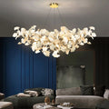 Boat-Shaped Ceramic Ginkgo Leaf Chandelier-Momo Lighting