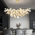 Boat-Shaped Ceramic Ginkgo Leaf Chandelier-Momo Lighting
