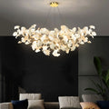 Boat-Shaped Ceramic Ginkgo Leaf Chandelier-Momo Lighting