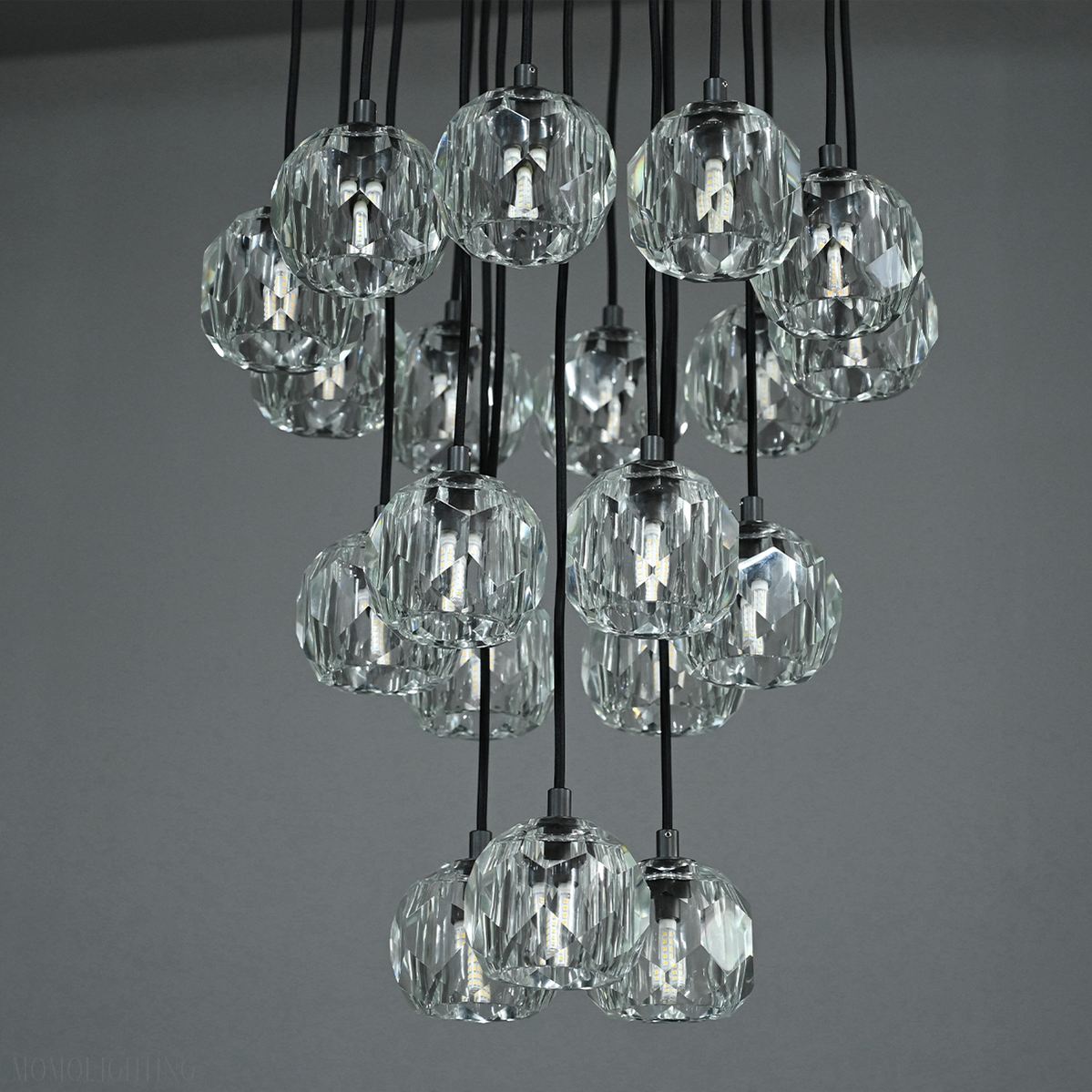 Boule Crystal Ball Cluster Chandelier 19"