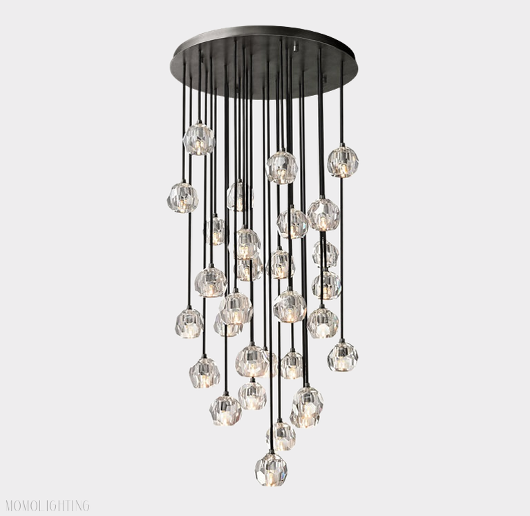 Boule Crystal Round Cluster Chandelier 30"