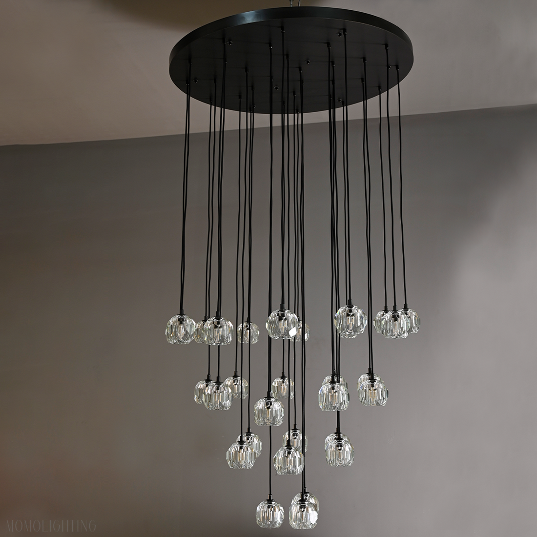 Boule Crystal Round Cluster Chandelier 30"-Momo Lighting