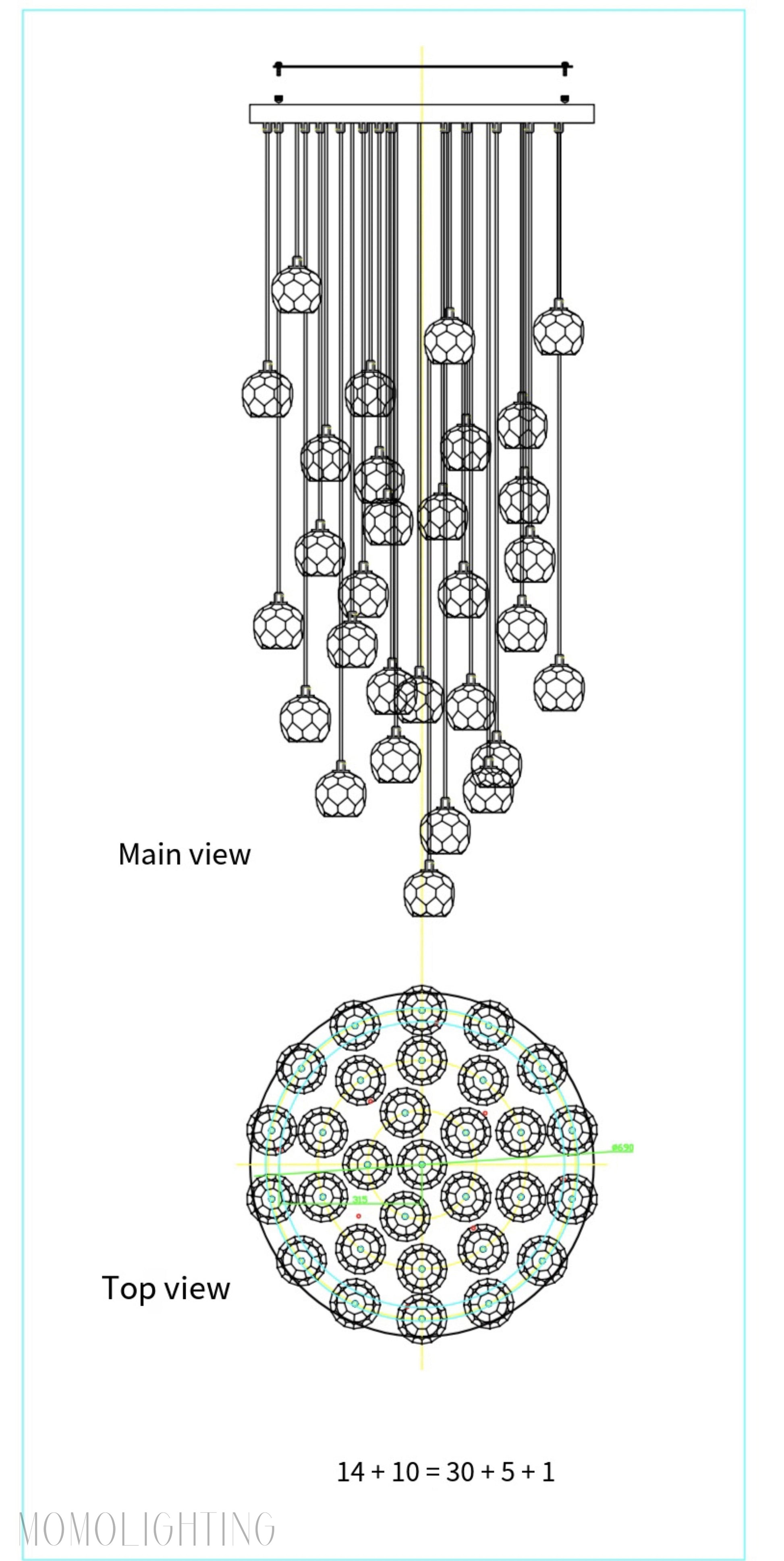 Boule Crystal Round Cluster Chandelier 40"